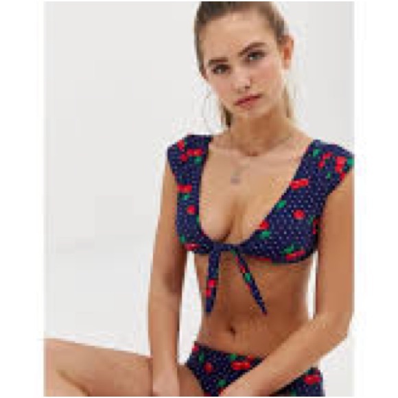 Juicy Couture Black Label Cherry and polka dot bikini swim size large - Picture 2 of 4